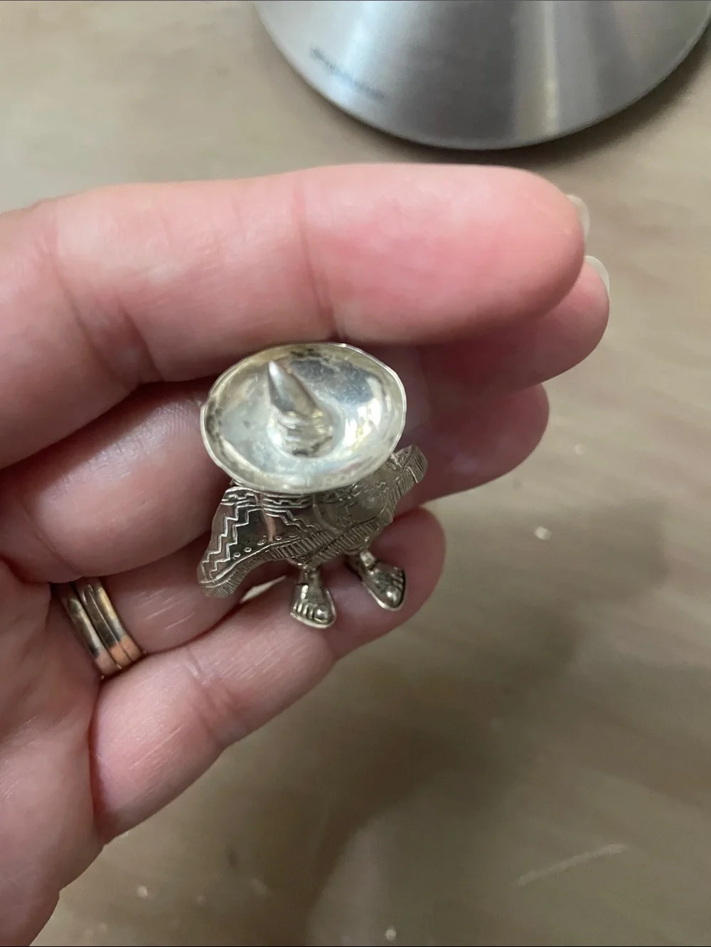 Silver 925 Mexican Man with Poncho Figurine Brooch